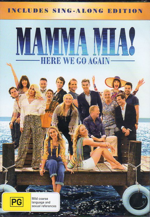 Cat. No. DVD 1465: MAMMA MIA! - HERE WE GO AGAIN ~ AMANDA SEYFRIED / MERYL STREEP / PIERCE BROSNAN / ANDY GARCIA / COLIN FIRTH / CHER. UNIVERSAL / SONY DJ4816.
