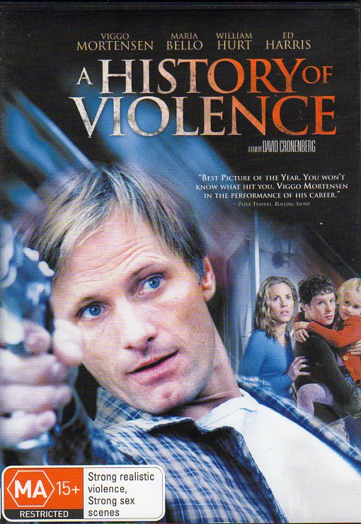 Cat. No. DVDM 1220: A HISTORY OF VIOLENCE ~ VIGO MORTENSEN / WILLIAM HURT / ED HARRIS / MARIA BELLO. MIRAMAX C-113418-9.
