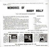 Cat. No. VV 1451: BUDDY HOLLY - MEMORIES OF BUDDY HOLLY. UNIVERSAL RECORDS CLUB U-408.