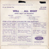 Cat. No. VV 1048: BUDDY HOLLY ~ WELL... ALL RIGHT. CORAL RECORDS CX-10,398.
