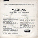 Cat. No. VV 1008: BUDDY HOLLY ~ WISHING. CORAL RECORDS CX-10,732.