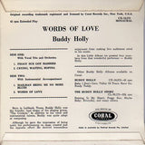 Cat. No. VV 1001: BUDDY HOLLY ~ WORDS OF LOVE. CORAL RECORDS CX-10,278.