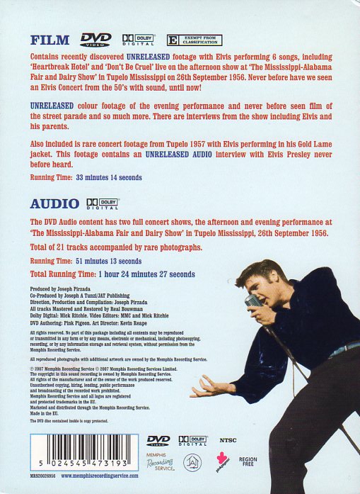 欧DVD [DVD] TupeloS Own Elvis Presle  MRS20026956 Memphis Recording Se /00110 Tupelo's Own Elvis Presley DVD (Elvis Presley