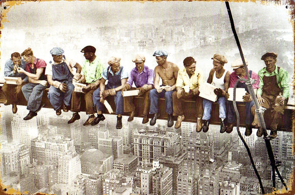 Cat. No. MS 073: LUNCH TIME ON A HIGH RISE.