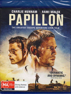 Cat. No. DVDMBR 1953: PAPILLON ~ CHARLIE HUNNAM / RAMI MALEK / EVE HEWSON. UNIVERSAL / SONY BD5670.