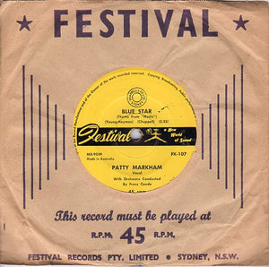 Cat. No. VV 1056: PATTY MARKHAM ~ BLUE STAR / ASK YOUR HEART. FESTIVAL FK-107.