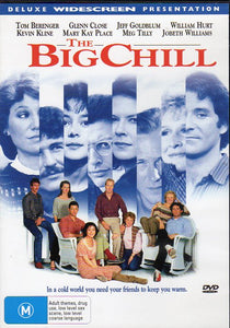 Cat. No. DVDM 1208: THE BIG CHILL ~ TOM BERENGER / GLENN CLOSE / JEFF GOLDBLUM / WILLIAM HURT / KEVIN KLINE / MARY KAY PLACE / MEG TILLY / JOBETH WILLIAMS. PAYLESS UNI 3011.