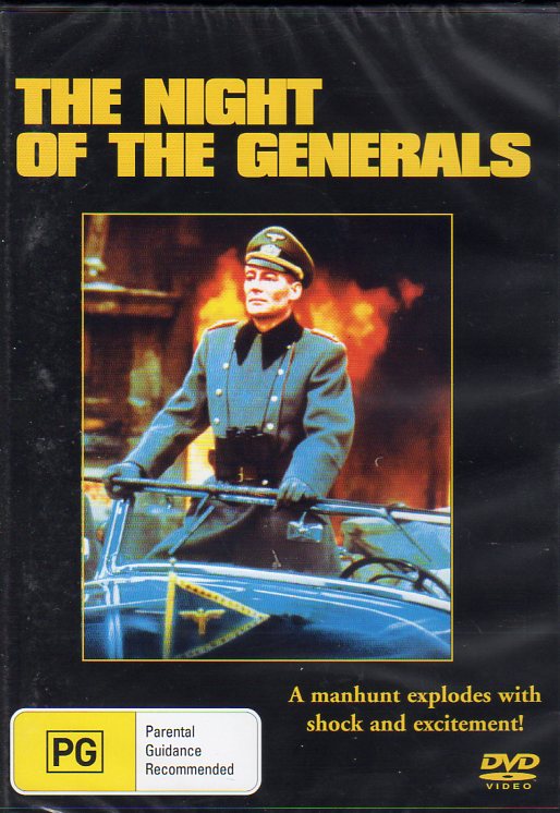 Cat. No. DVDM 1975: THE NIGHT OF THE GENERALS ~ PETER O'TOOLE / OMAR SHARIF / DONALD PLEASENCE / CHRISTOPHER PLUMMER. COLUMBIA / SONY J1798.