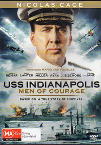 Cat. No. DVDM 1919: USS INDIANAPOLIS - MEN OF COURAGE ~ NICOLAS CAGE / JAMES REMAR / MAX RYAN / TOM SIZEMORE / THOMAS JANE. UNIVERSAL / SONY D17431.