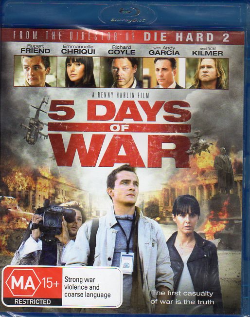 Cat. No. DVDMBR 1819: 5 DAYS OF WAR ~ RUPERT FRIEND / EMMANUELLE CHRIQUI / RICHARD COYLE / ANDY GARCIA / VAL KILMER. MIDNIGHT SUN / ANCHOR BAY STZ1491.