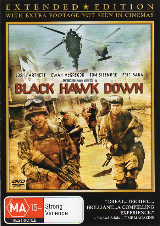 Cat. No. DVDM 1605: BLACK HAWK DOWN - JOSH HARTNETT / EWAN McGREGOR / ERIC BANA. COLUMBIA / SONY DX 32708.