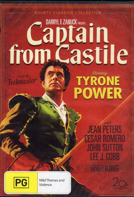 Cat. No. DVDM 1889: CAPTAIN FROM CASTILE ~ TYRONE POWER / JEAN PETERS / CESAR ROMERO / LEE J. COBB. 20TH CENTURY / BOUNTY BF118.