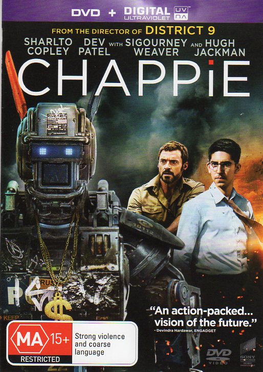 Cat. No. DVDM 1577: CHAPPIE ~ SHARLTO COPLEY / DEV PATEL / HUGH JACKMAN / SIGOURNEY WEAVER. UNIVERSAL / SONY D09989.