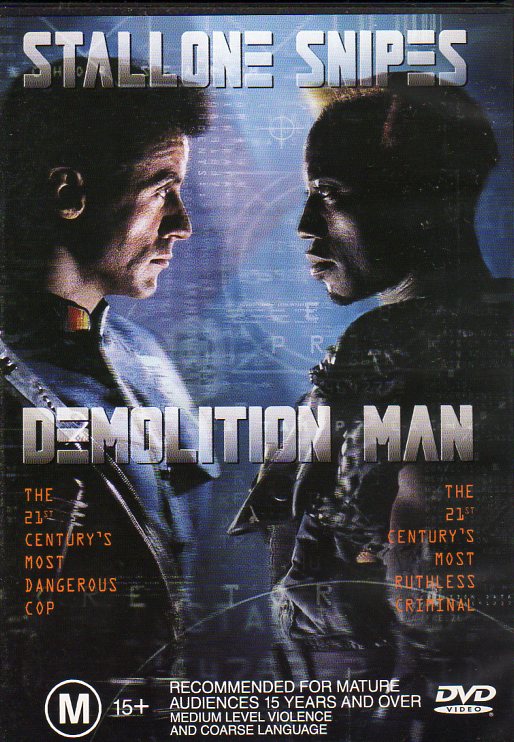 Cat. No. DVDM 1165: DEMOLITION MAN ~ SYLVESTER STALLONE / WESLEY SNIPES / SANDRA BULLOCK / NIGEL HAWTHORNE. WARNER BROS. 12985.