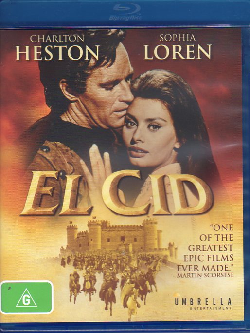 Cat. No. DVDMBR 1878: EL CID ~ CHARLTON HESTON / SOPHIA LOREN / RAF VALLANE / GENEVIEVE PAGE. UMBRELLA DAVID3016.