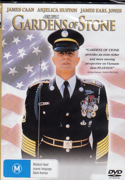 Cat. No. DVDM 1773: GARDENS OF STONE ~ JAMES CAAN / ANGELICA HUSTON / JAMES EARL JONES / DEAN STOCKWELL. COLUMBIA / SONY J1804.