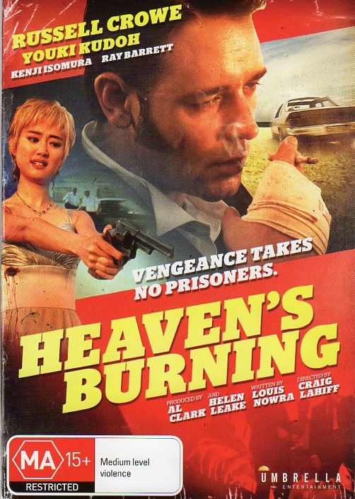 Cat. No. DVDM 1583: HEAVEN'S BURNING ~ RUSSELL CROWE / YOUKI KUDOH / ROBERT MAMMONE. UMBRELLA DAVID3924.