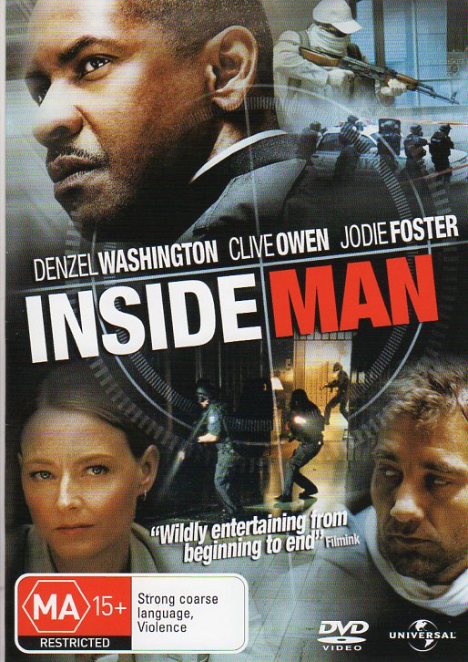 Cat. no. DVDM 1569: INSIDE MAN ~ DENZEL WASHINGTON / CLIVE OWEN / JODIE FOSTER. UNIVERSAL 8242778.
