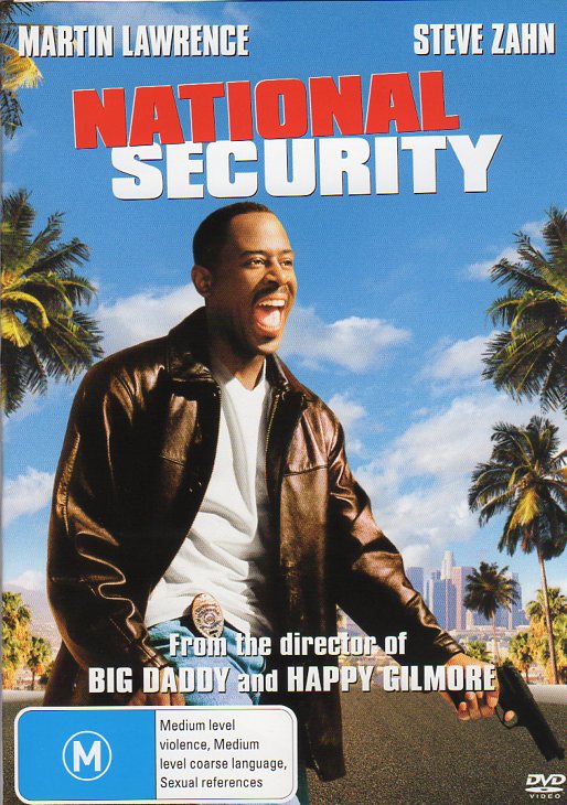 Cat. No. DVDM 1591: NATIONAL SECURITY ~ MARTIN LAWRENCE / STEVE ZAHN / ERIC ROBERTS. COLUMBIA / SHOCK KAL4542.