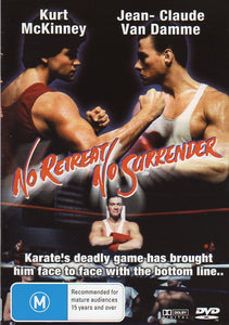Cat. No. DVDM 1420: NO RETREAT ON SURRENDER ~ JEAN-CLAUDE VAN DAMME / KURT McKINNEY / J.W. FAILS. FORCE ENT. FV1351.