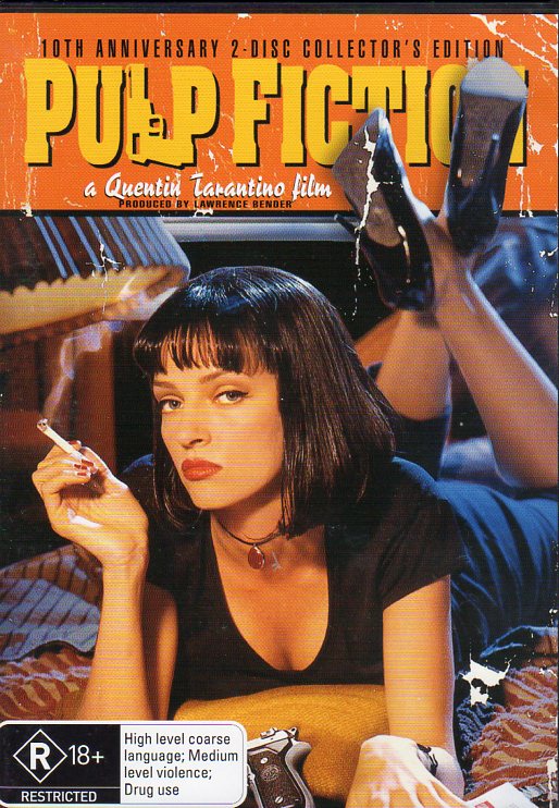 Cat. No. DVDM 1785: PULP FICTION ~ JOHN TRAVOLTA / SAMUEL L. JACKSON / HARVEY KEITEL / BRUCE WILLIS. ROADSHOW R-104934-9