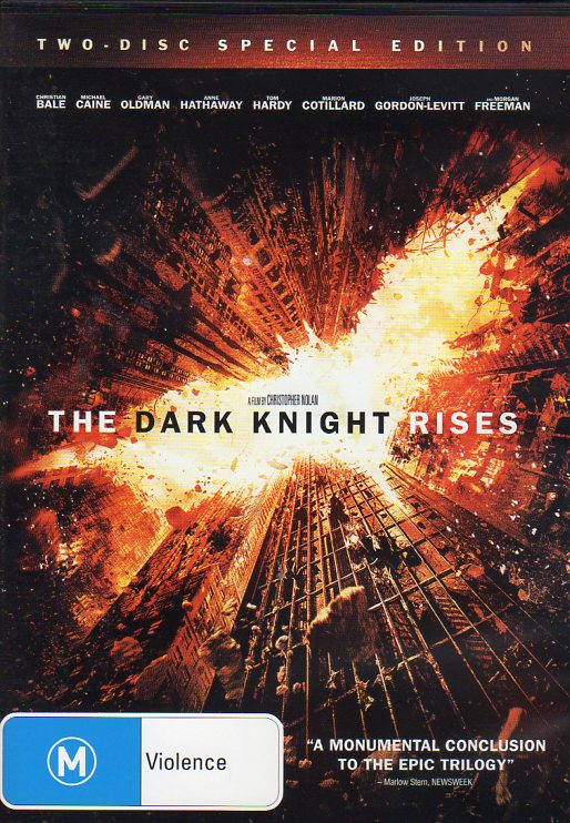Cat. No. DVDM 1176: THE DARK KNIGHT RISES (SPECIAL EDITION) ~ CHRISTIAN BALE / MICHAEL CAINE / GARY OLDMAN / TOM HARDY / ANNE HATHAWAY. WARNER BROS 1000340416.