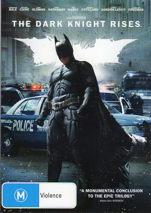 Cat. No. DVDM 1056: THE DARK KNIGHT RISES ~ CHRISTIAN BALE / MICHAEL CAINE / MORGAN FREEMAN / ANNE HATHAWAY / GARY OLDMAN / TOM HARDY. WARNER BROS. 1000352599.