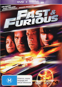 Cat. No. DVDM 1052: THE FAST & FURIOUS #4 ~ VIN DIESEL / PAUL WALKER / MICHELLE RODRIGUEZ / JORDANA BREWSTER / JOHN ORTIZ / LAZ ALONSO. UNIVERSAL D 44515.