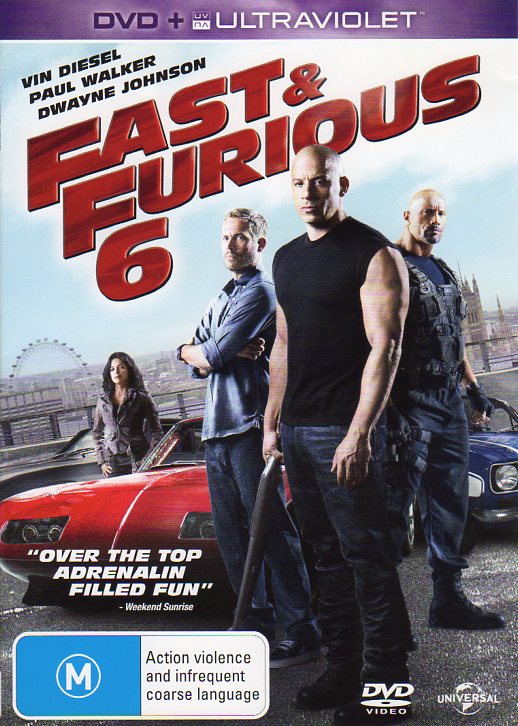 Cat. No. DVDM 1054: THE FAST & FURIOUS #6 (DVD + ULTRAVIOLET) ~ VIN DIESEL, PAUL WALKER, DWAYNE JOHNSON. UNIVERSAL DA5659.