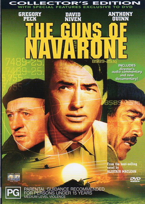 Cat. No. DVDM 1288: THE GUNS OF NAVARONE ~ GREGORY PECK / DAVID NIVEN / ANTHONY QUINN. COLUMBIA D10010