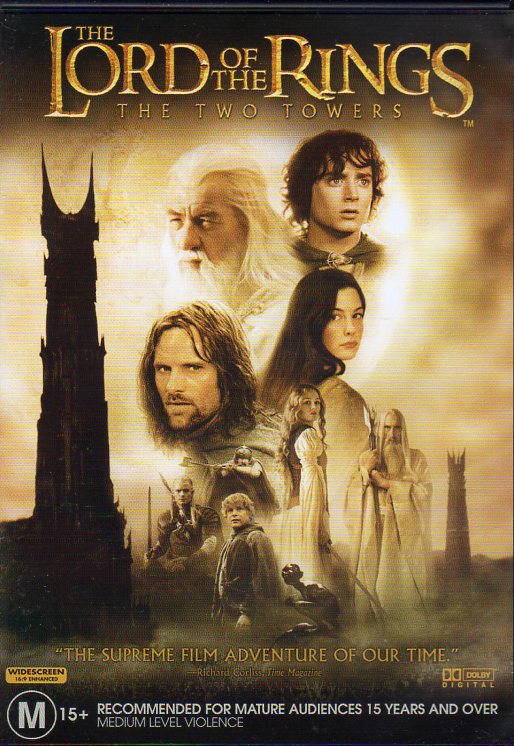 Cat. No. DVDM 1145: THE LORD OF THE RINGS - THE TWO TOWERS. ~ ELIJAH WOOD / IAN McKELLEM / ORLANDO BLOOM / CATE BLANCHETT. ROADSHOW / NEWLINE 1037939.