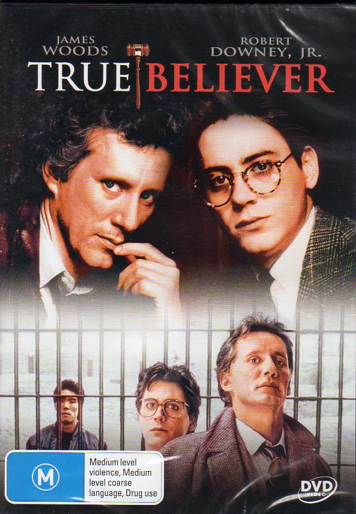 Cat. No. DVDM 1786: TRUE BELIEVER ~ JAMES WOOD / ROBERT DOWNEY JR. / MARGARET COLIN / KURTWOOD SMITH. COLUMBIA / JIGSAW J5185.