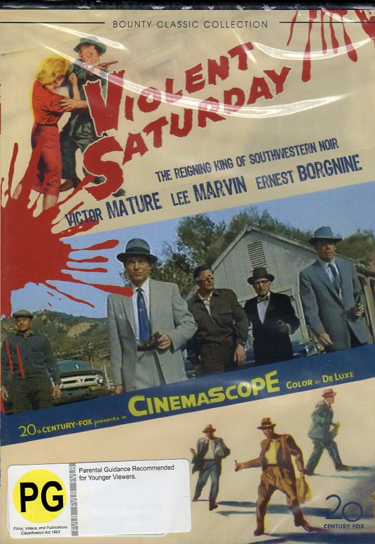 Cat. No. DVDM 1745: VIOLENT SATURDAY ~ VICTOR MATURE / RICHARD EGAN / LEE MARVIN / VIRGINIA LEIGH. 20TH CENTURY FOX / BOUNTY BF227.