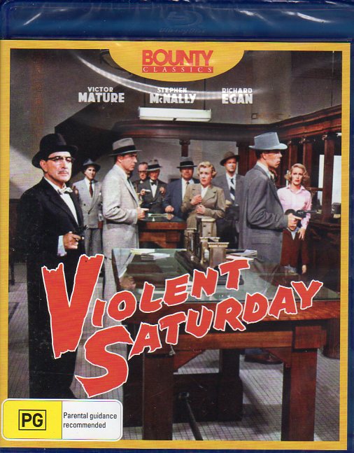 Cat. No. DVDMBR 1745: VIOLENT SATURDAY ~ VICTOR MATURE / RICHARD EGAN / LEE MARVIN / VIRGINIA LEIGH. 20TH CENTURY FOX / BOUNTY BF5208.